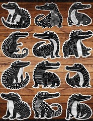 Black and White Crocodile Die Cut Stickers Set Scrapbooking Laptop Waterbottle