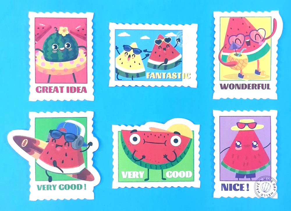 Watermelon Scented Stamp Style Sticker Set Of 6