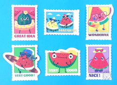 Watermelon Scented Stamp Style Sticker Set Of 6