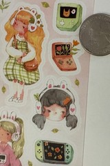 QIARA TEOR DRAWING Stickers (20+pc)Watercolor•Girl•Phone •Headphone•Card Making•