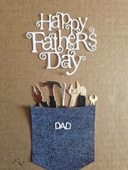 1 Happy Father’s Day Pocket Of Tools Cardstock die cuts scrapbook card See Pics