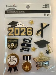 Bundle of Recollections Graduation Sticker Set – Gold, Black & White Accents