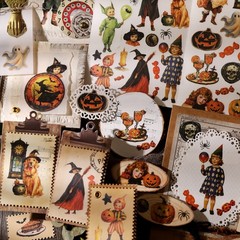 Halloween 2 Small Rub On Transfers Stickers Witch Crafts for Paper Wood Fabric