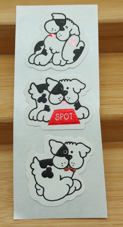 VTG Stickers Hallmark Satin Dog Spot Black And White 2″ Tall B