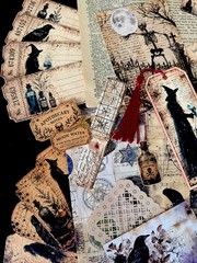 Vintage Gothic Apothecary Ephemera Bundle Junk Journal Kit Witchy Halloween