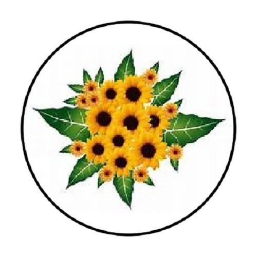 48 SUNFLOWERS ENVELOPE SEALS LABELS STICKERS 1.2″ ROUND
