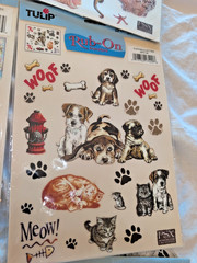 10 Sheets Rub on Transfers bee butterfly bear grape rose dog cat fish lighthouse