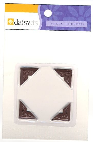 DaisyDs (4) BROWN EMBOSSED METAL PHOTO CORNERS scrapbooking