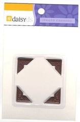 DaisyDs (4) BROWN EMBOSSED METAL PHOTO CORNERS scrapbooking
