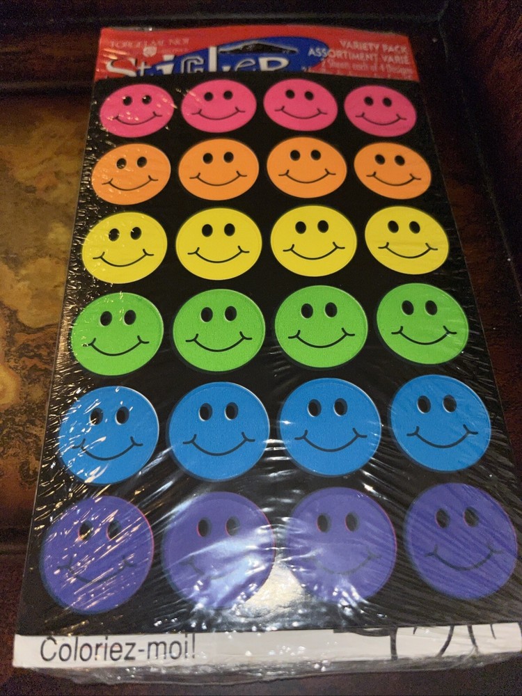 Neon Smiley Faces Hearts Stars Stickers Sheets American Greetings Rainbow Pride