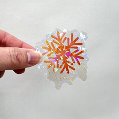Snowflake Holographic Stickers Pink Coral Scrapbooking Journaling Cards