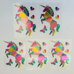 Vintage Y2K Retro Die Cut Prism Glitter Foil Decal MAJESTIC UNICORN theme 5pk