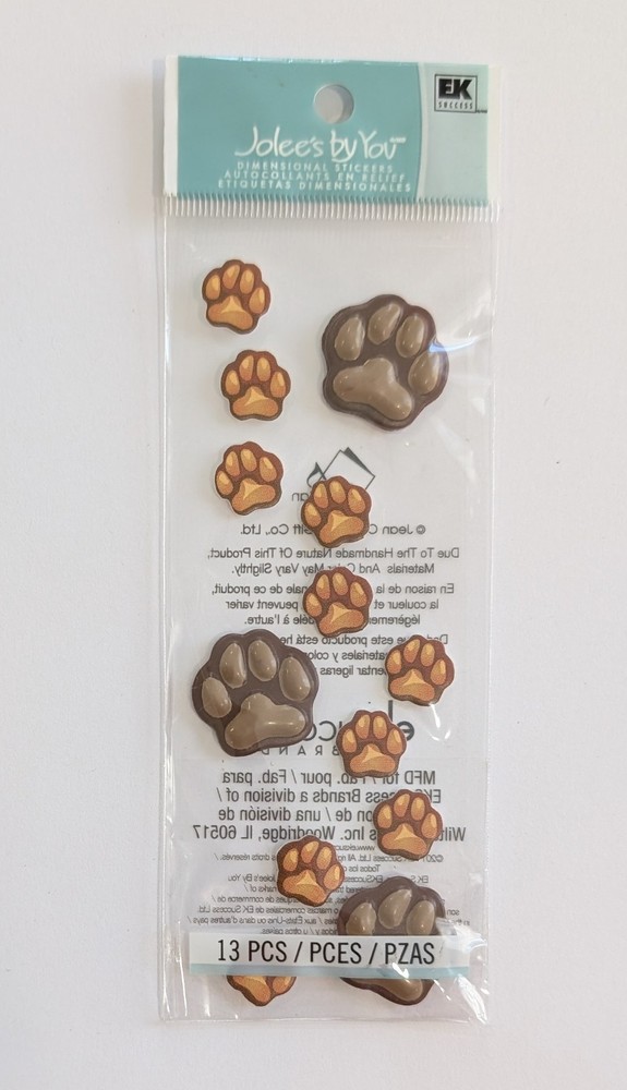 Jolee’s Paws Paw Prints Dogs Cats Animals Mini Pack Scrapbooking Stickers
