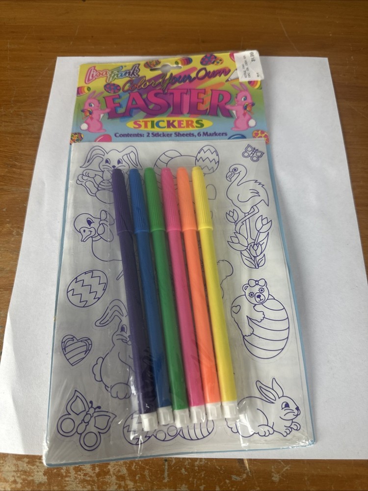 Vintage 90’s Lisa Frank Color Your Own Easter Stickers Bunny Eggs New Sealed