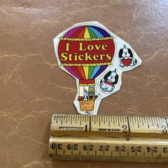 Vintage 80s I LOVE STICKERS Sticker RARE Rainbow Hot Air Balloon Dog Heart R4505