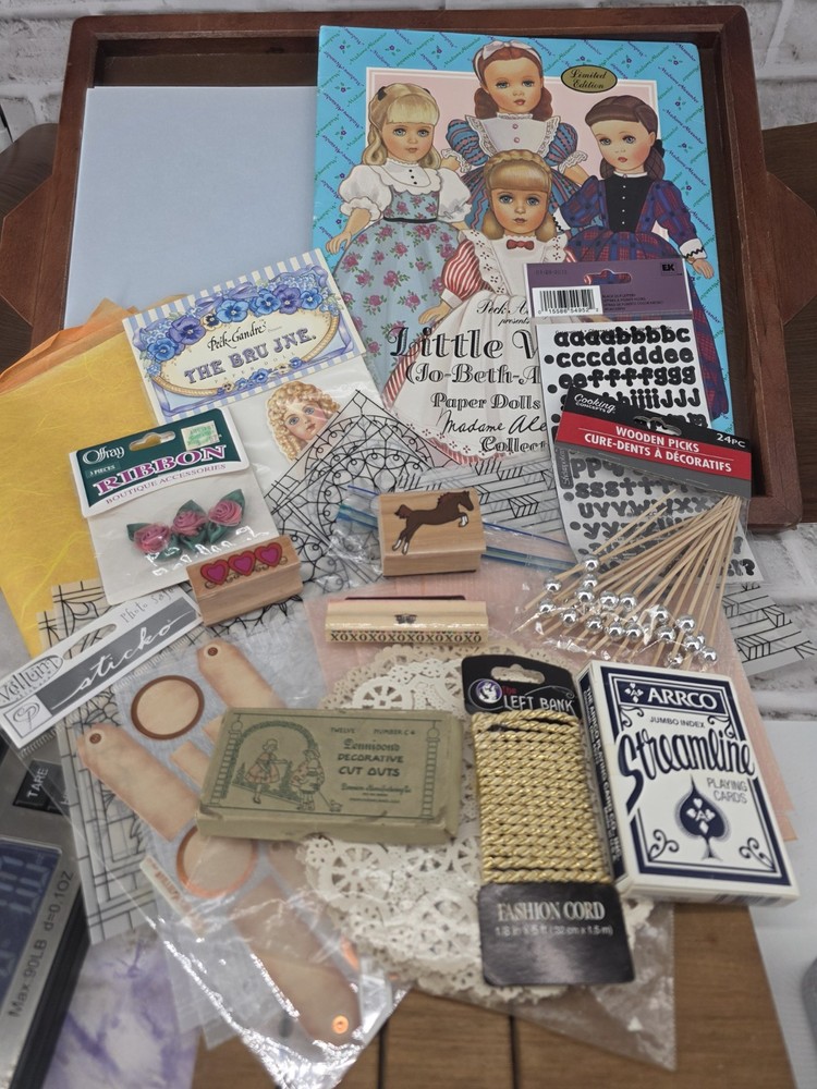 Mixed Scrapbook Junk Journal Shadow Box Lot 8- Paper Dolls – Cardstock/Stamps