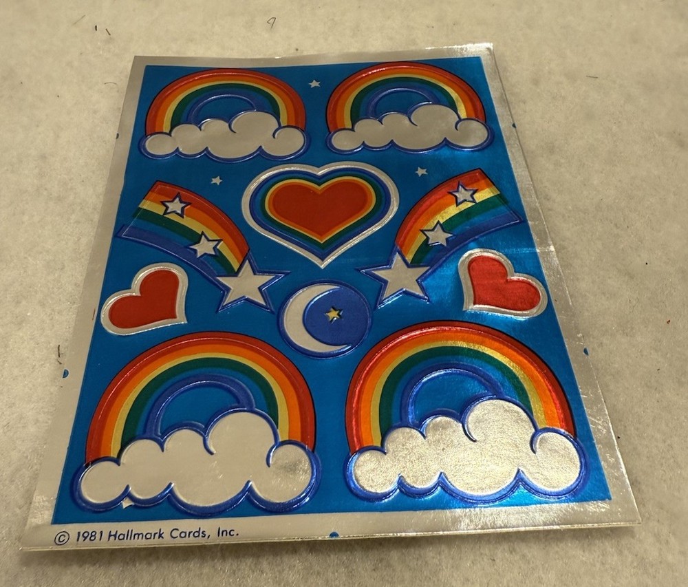 New Vintage 80’s Hallmark Razzle Dazzle Rainbow Foil Sticker Sheet