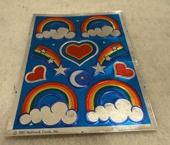 New Vintage 80’s Hallmark Razzle Dazzle Rainbow Foil Sticker Sheet