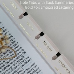 UPAFEXXI-Laminated Bible Tabs with Book Summaries(3D Gold Summaries Cream