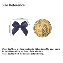 Micomon 50pcs 1.2-Inch Mini Bows for Crafts Satin 3/8″ ribbon, navy