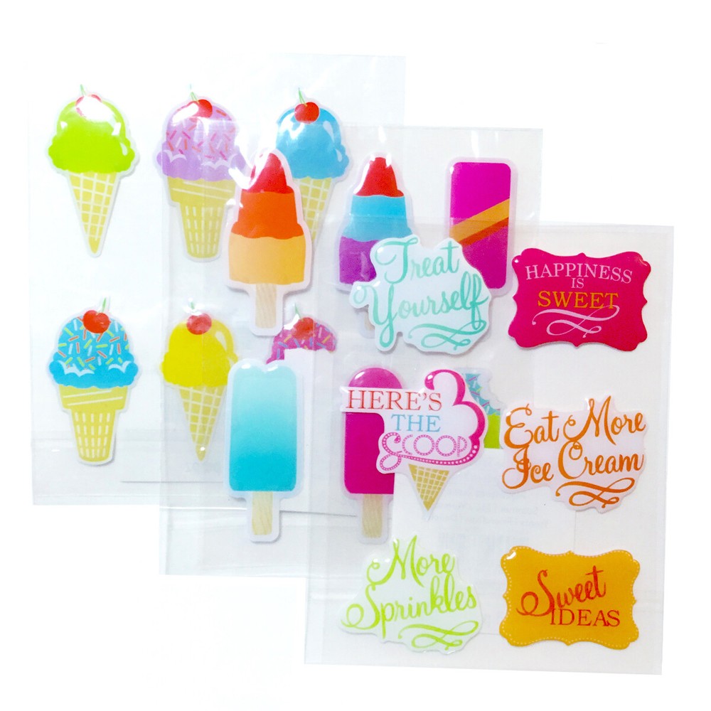Ice Cream Stickers Set 3 Packs Dimensional Puffy Summer Treats Sweets Kid Craft