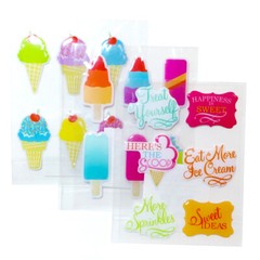Ice Cream Stickers Set 3 Packs Dimensional Puffy Summer Treats Sweets Kid Craft
