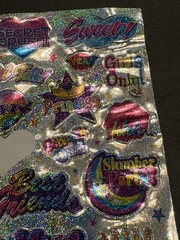 Vintage Lisa Frank Sticker Sheet Holographic Sparkly Metallic Girl Power