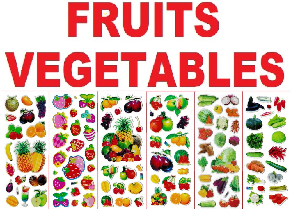 3D Stickers FRUITS VEGETABLES 🍇🍈🍉🍊🍋🍌🍎🍏🍐🍑🍒🍓🥝🍅🥥🥑🍆🥔🥕🌽🌶🥒 food
