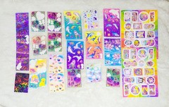 Huge Lot Early 90s Vintage Lisa Frank Stickers 24 Squares Plus 2 8×5.5″ Sheets