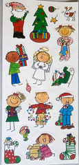 Vintage 1999 MAMBI Christmas Kids Clear Stickers Angel Santa 12″ Scrapbook NOS
