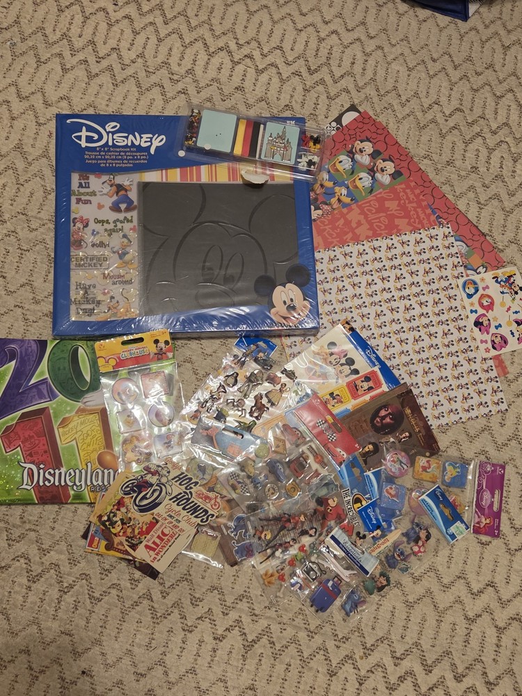 Disney Srapbooking Lot With Scrqpbooks Stickers Papers And More