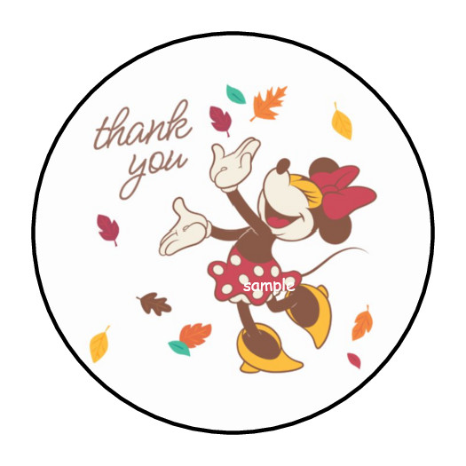 30 THANK YOU MINNIE MOUSE STICKERS ENVELOPE SEALS LABELS 1.5″ ROUND FALL AUTUMN