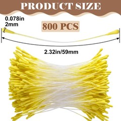Winsyison 800pcs Double Heads Stamens for 2mm tip, 59mm length, Yellow-800pcs