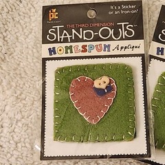 NEW Lot 5 Stand Outs Sticker Applique Iron On Heart Baby Diaper Pin Blue Pink -H
