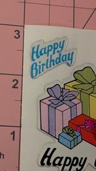 Vintage Stickers BJ Foil Mylar Happy Birthday Balloons Presents 1 Mod 3″X 3″