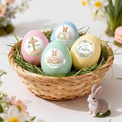 Happy Easter Stickers Religious Easter Bunny Egg Stickers 2 Inch 60Pcs Large …