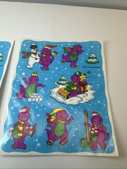 Vintage Barney The Purple Dinosaur In The Snow Set Of 2 Sticker Sheets