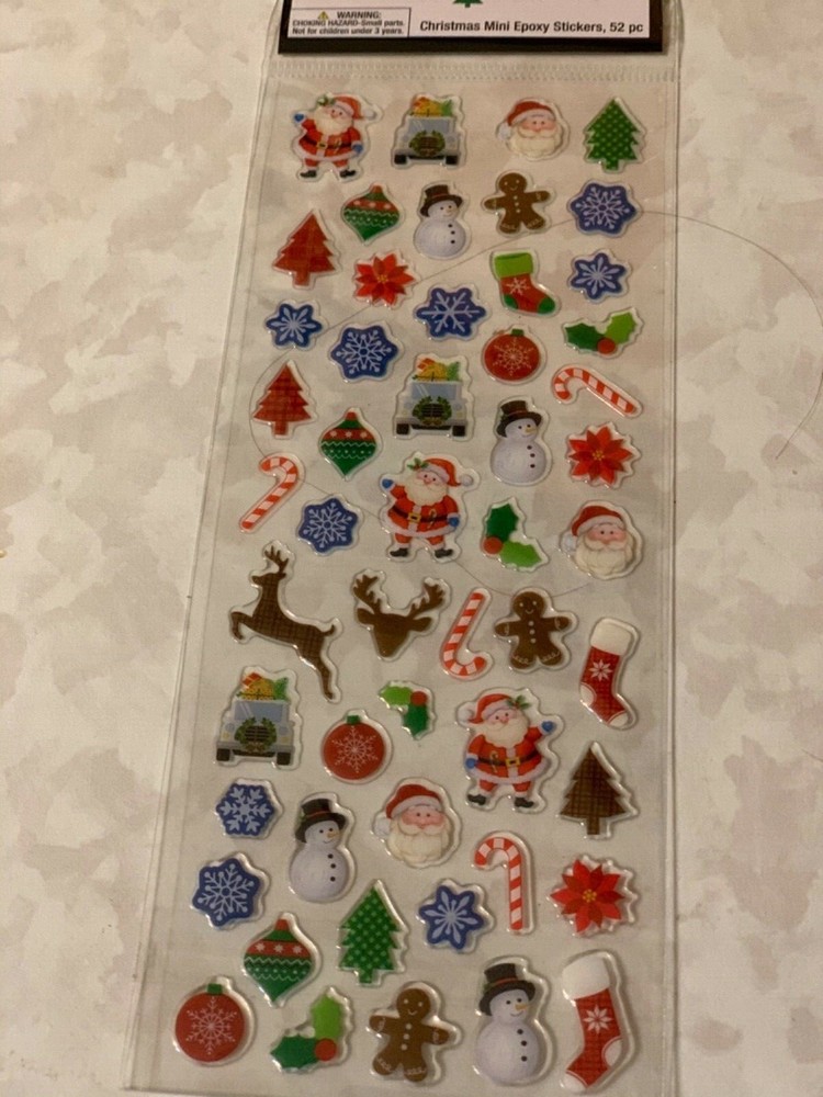 CHRISTMAS PAPER CRAFTS 3D CHRISTMAS MINI EPOXY STICKERS 52 PCS