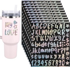 10 Sheets Vinyl Alphabet and Number Stickers – Adhesive, Waterproof, Glitter Let