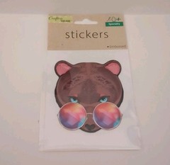 (3) Crafters Square Stickers Embossed Leopard / Tiger / Bear Dimensional Raised