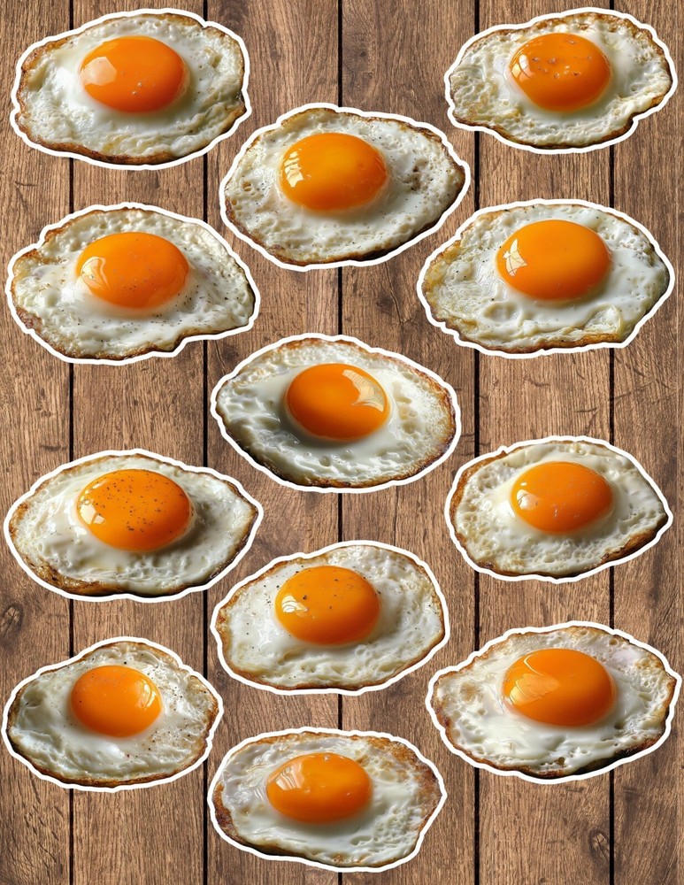 Fried Egg Die Cut Vinyl Stickers Set Scrapbooking Laptop Waterbottle