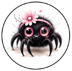 SPIDER WITH PINK FLOWER ENVELOPE SEALS LABELS STICKERS PARTY FAVORS