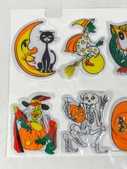 Puffy Halloween Stickers Vintage Made In Taiwan Witch Pumpkin Skull Cat