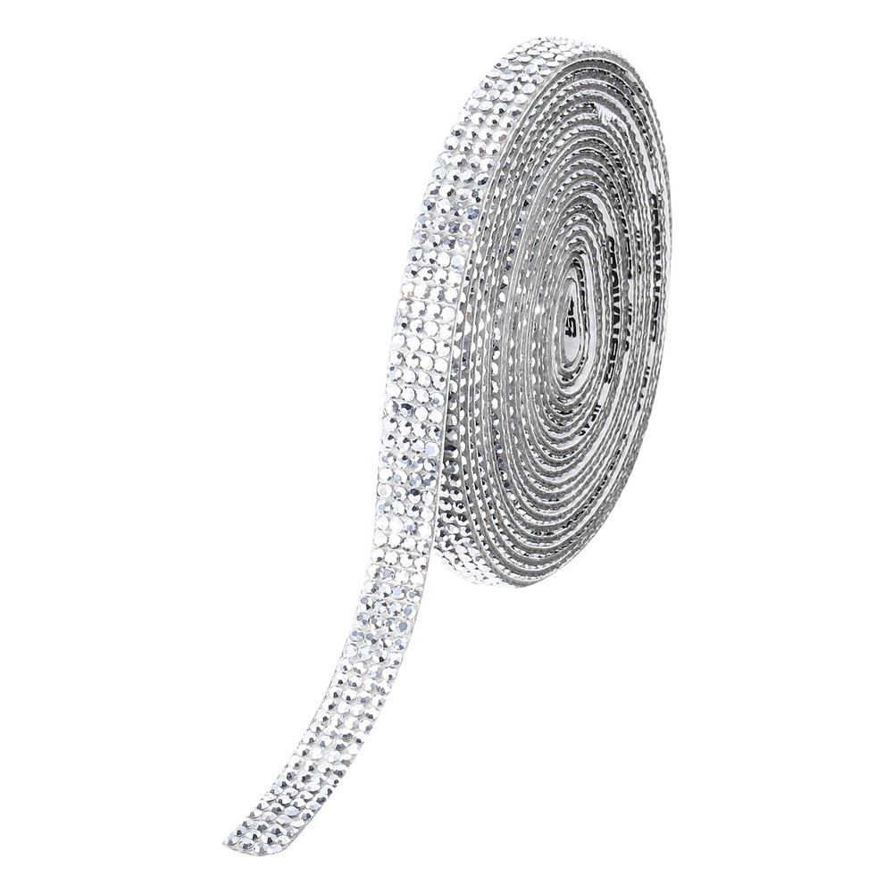 0.35 Inch Self Adhesive Rhinestone Strips 3 Yard for Crafts,Silver