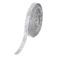 0.35 Inch Self Adhesive Rhinestone Strips 3 Yard for Crafts,Silver