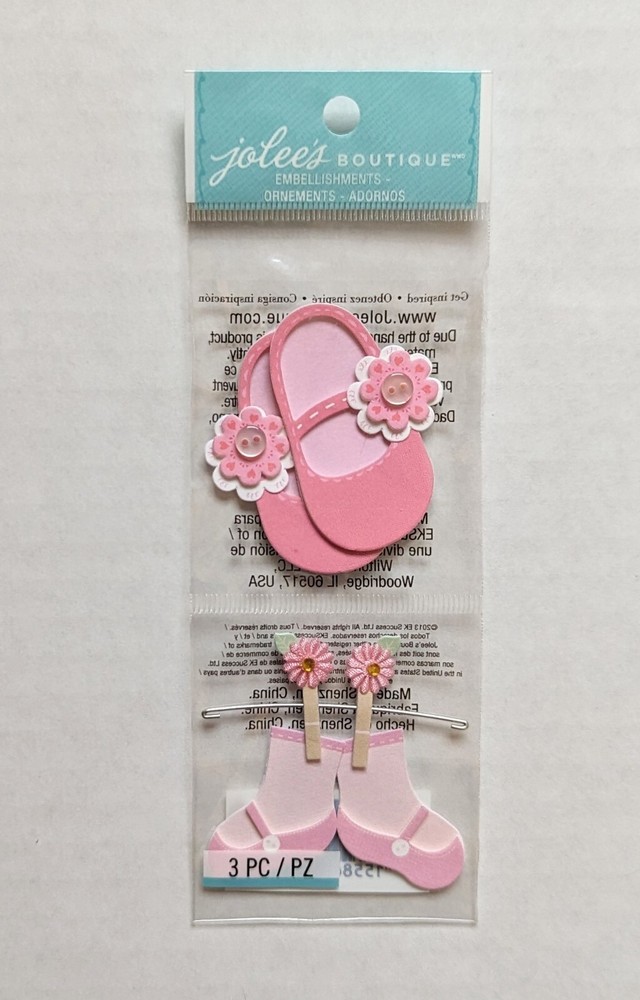 RARE Jolee’s MINI Baby Girl Booties & Socks Scrapbooking Embellishments