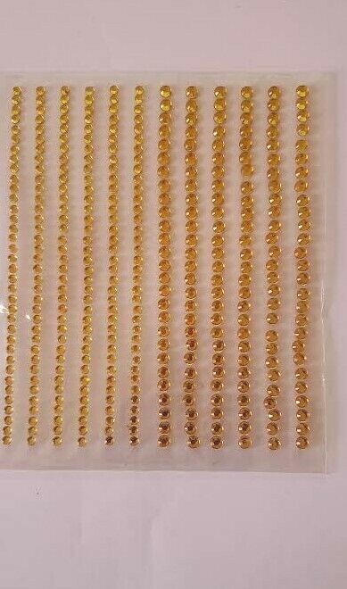 CraftbuddyUS 378pcs 3mm,4mm Gold Self Adhesive Rhinestone Strip Gems DIY Craft