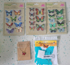 Crafter’s Square Butterfly Stickers Craft 48 total bonus butterfly necklace NEW