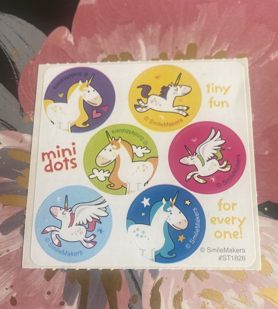 SmileMakers Mini Dots Cartoon Unicorn Sticker Mod 2.5” Inches
