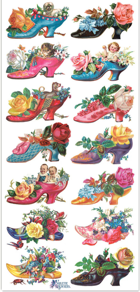 Violette Stickers Victorian Floral Shoes Scrapbook Craft Planner Supply